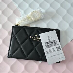 NWT Kate Spade $139msrp Black Quilted Carey Cardholder